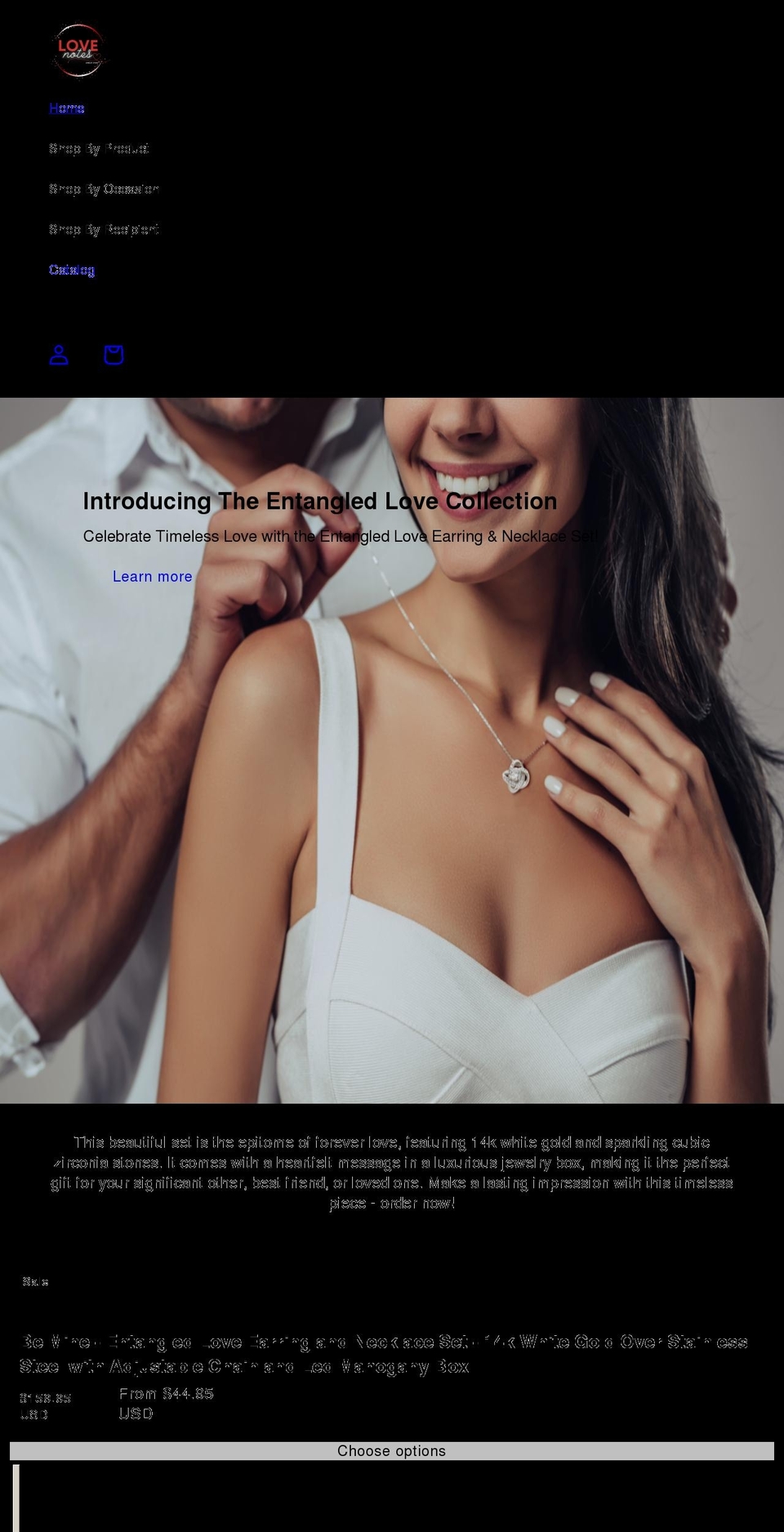 Publisher Shopify theme site example lovenotesjewelry.com