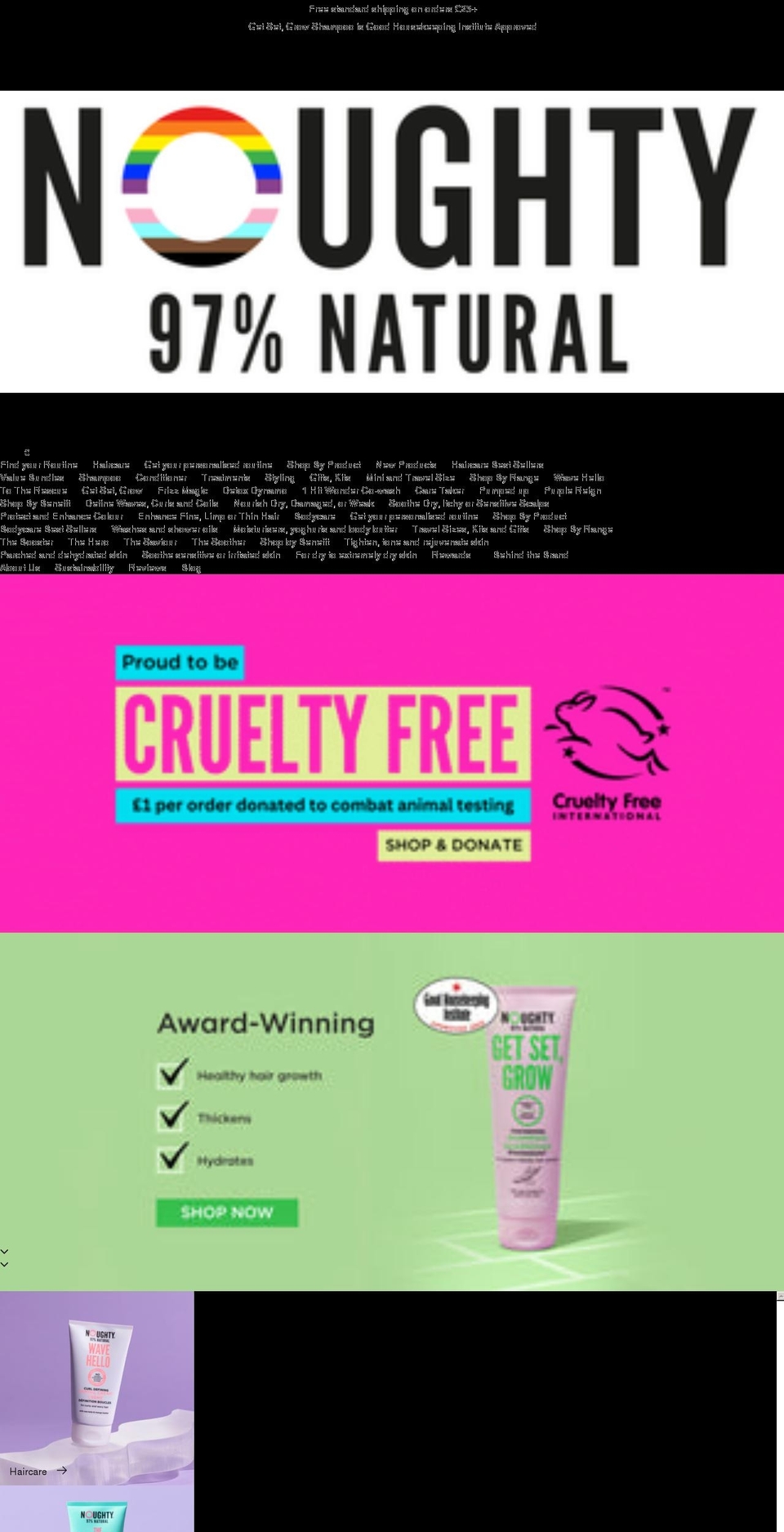 lovenoughty.co.uk shopify website screenshot