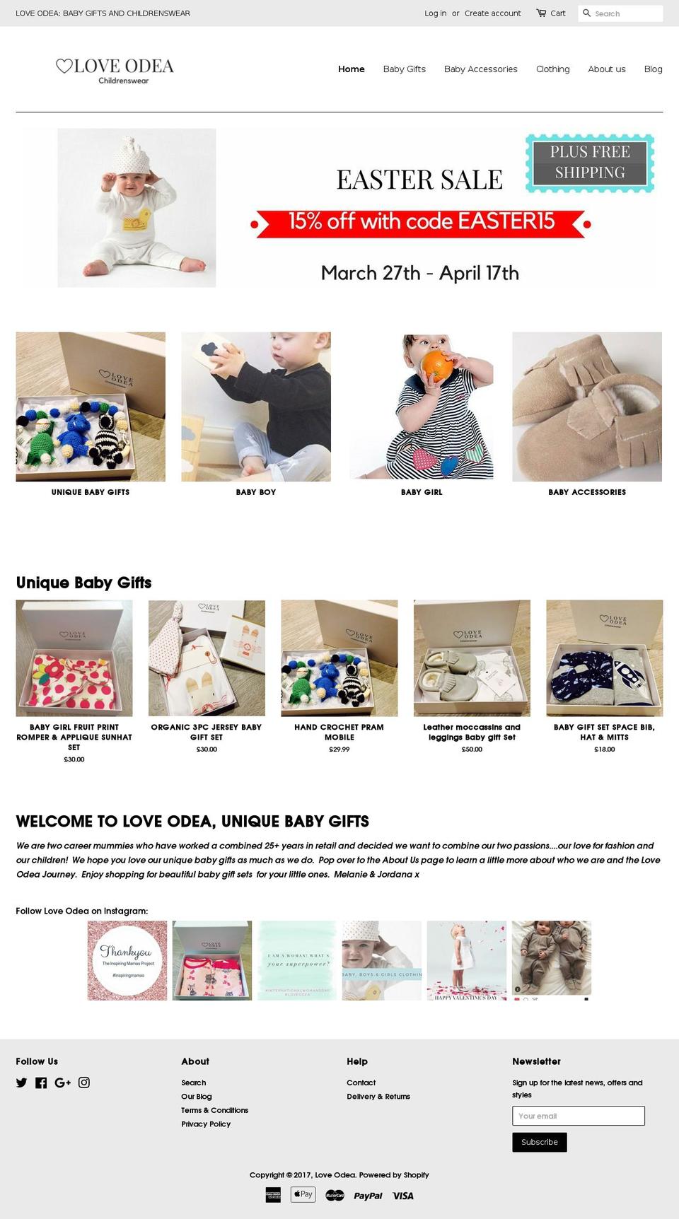 loveodea.com shopify website screenshot