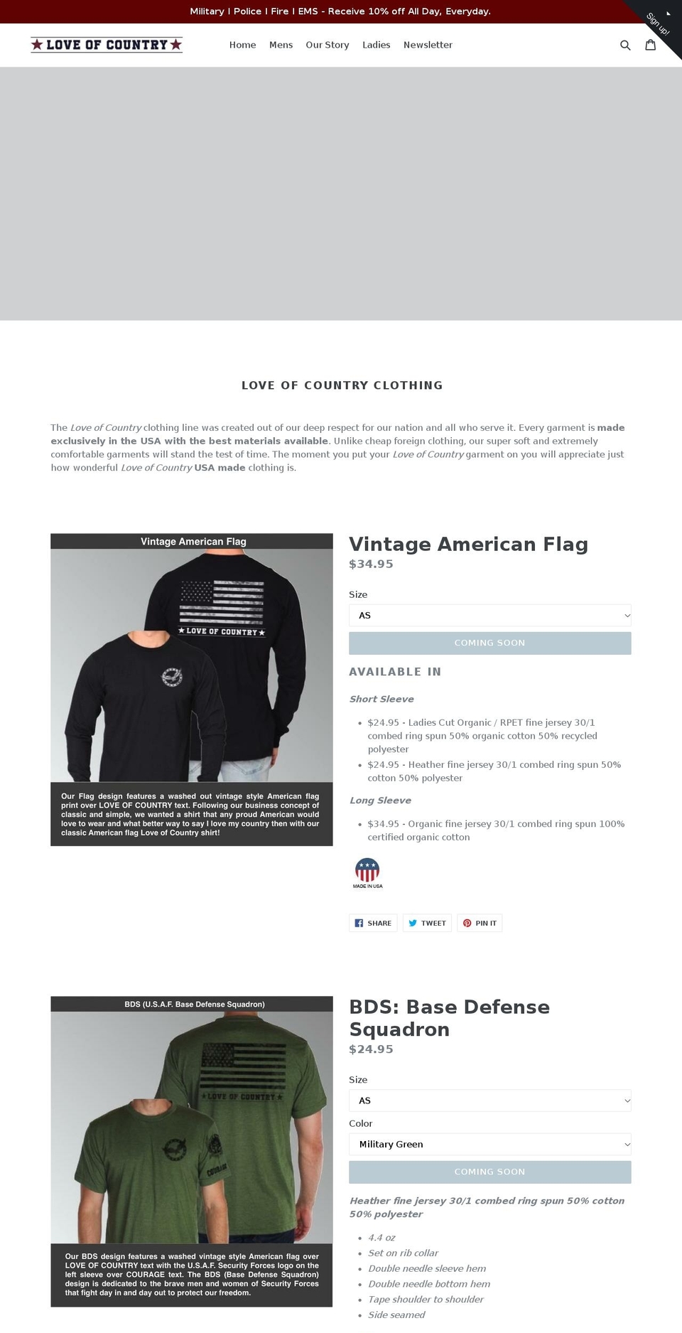 loveofcountryusa.com shopify website screenshot