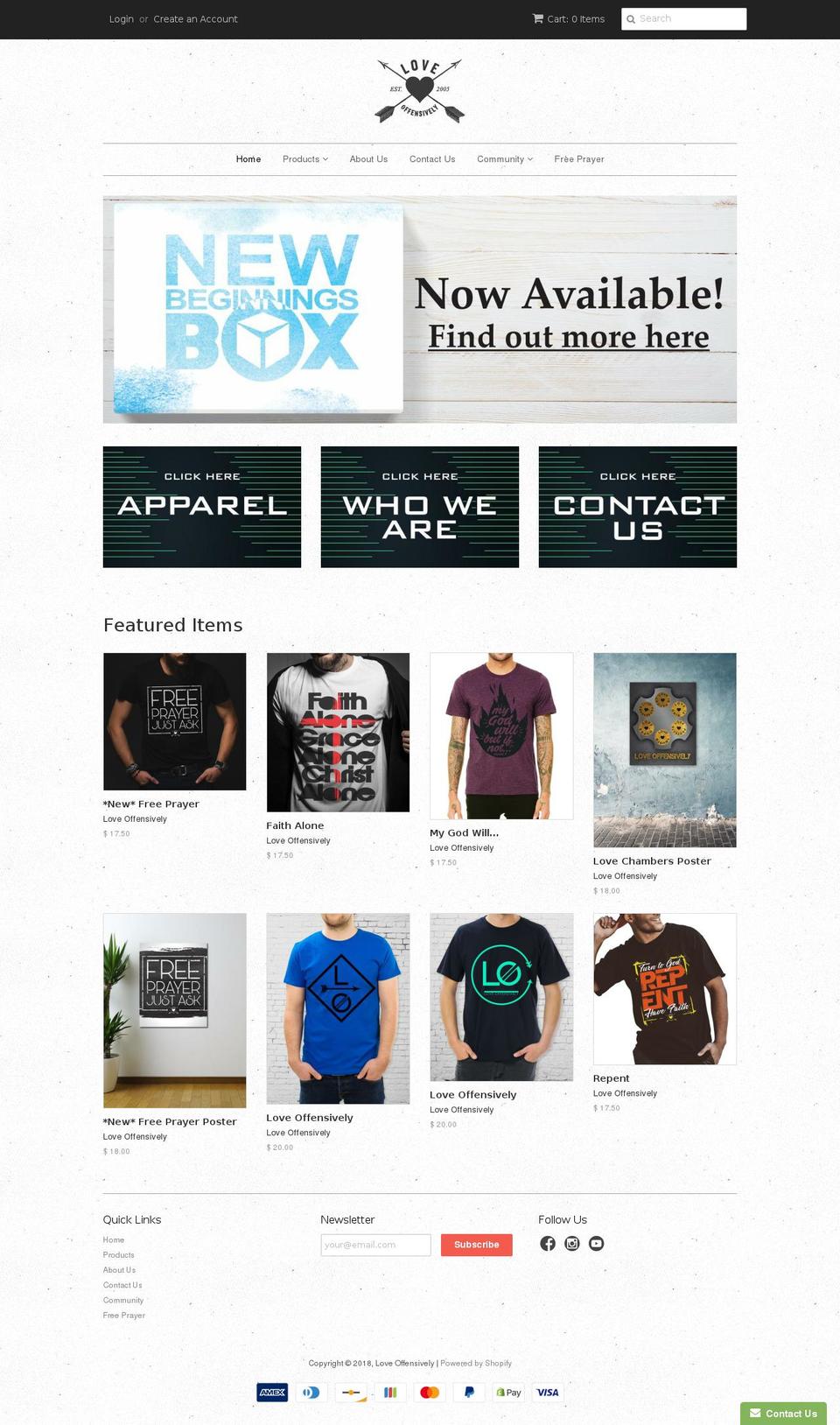 loveoffensively.org shopify website screenshot