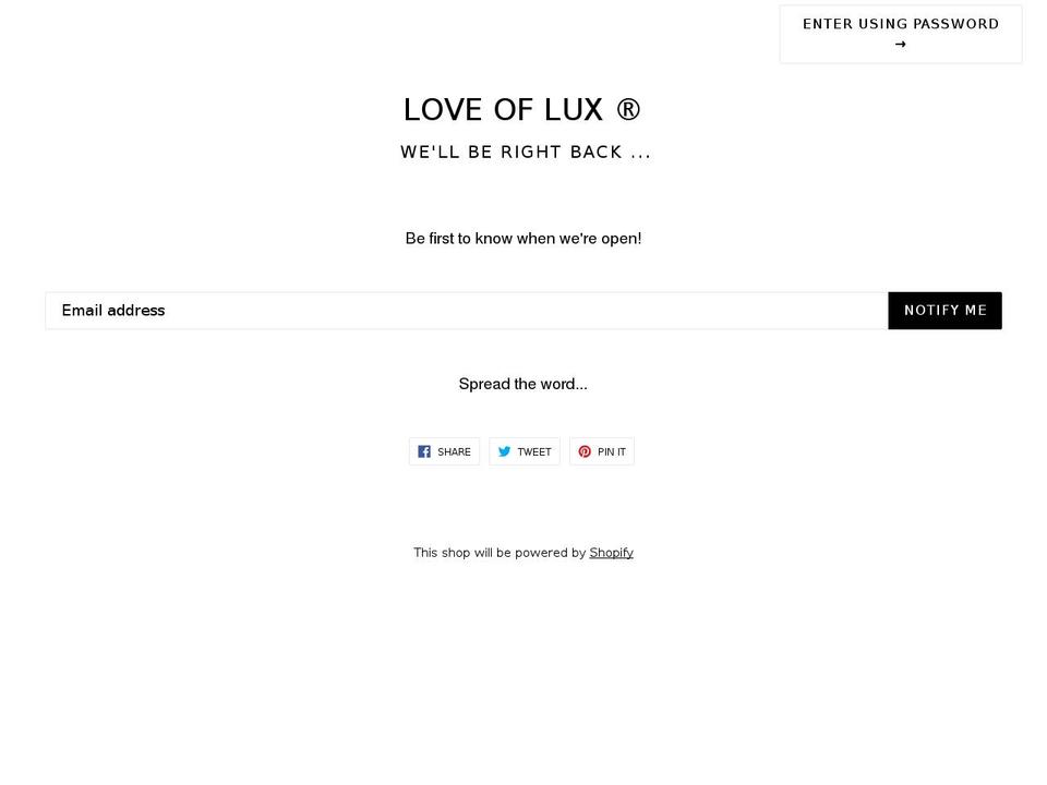 loveoflux.com — Shopify storefront screenshot