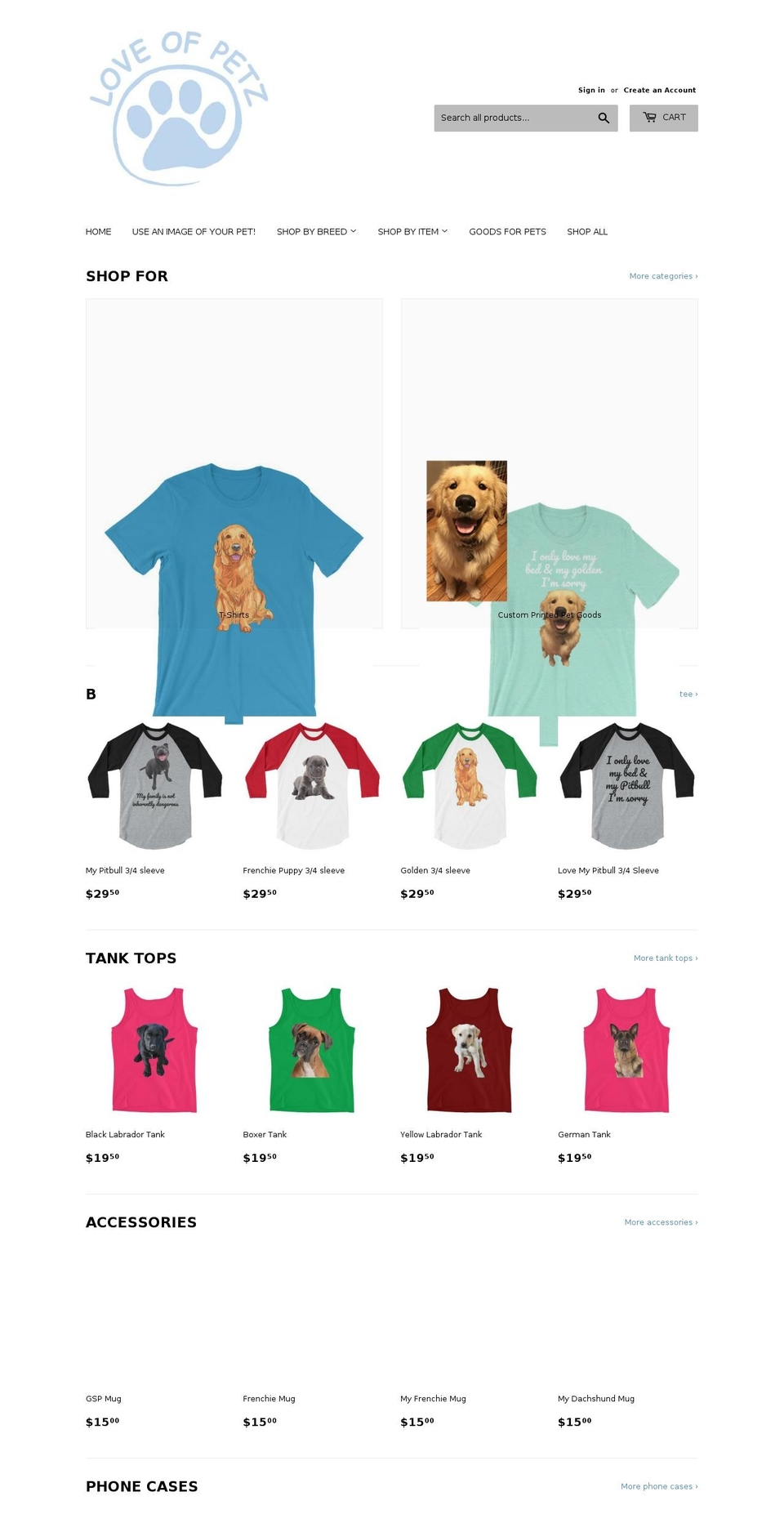loveofpetz.com — Shopify storefront screenshot