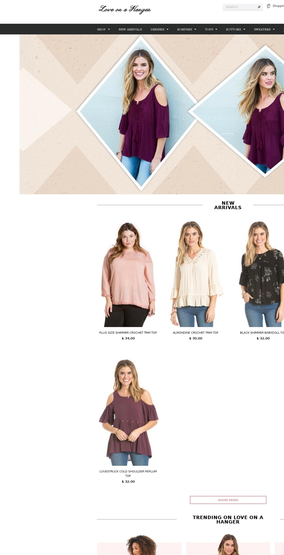 loveonahanger.com shopify website screenshot