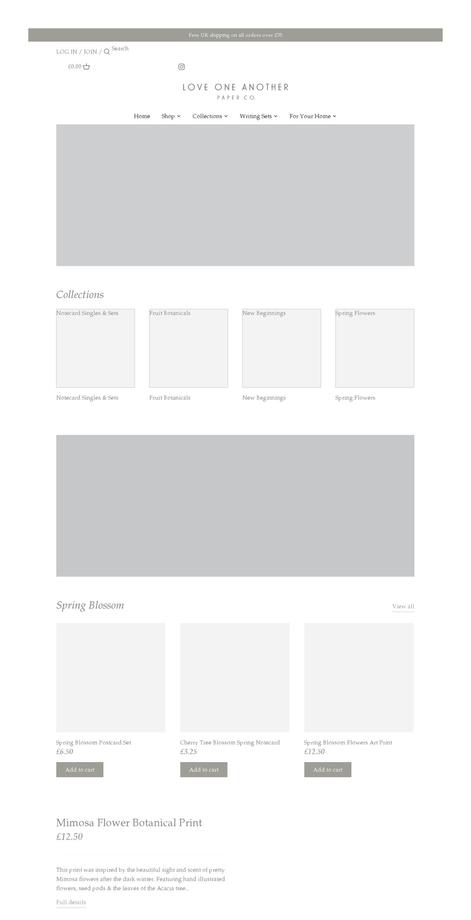 loveoneanotherpaperco.com shopify website screenshot