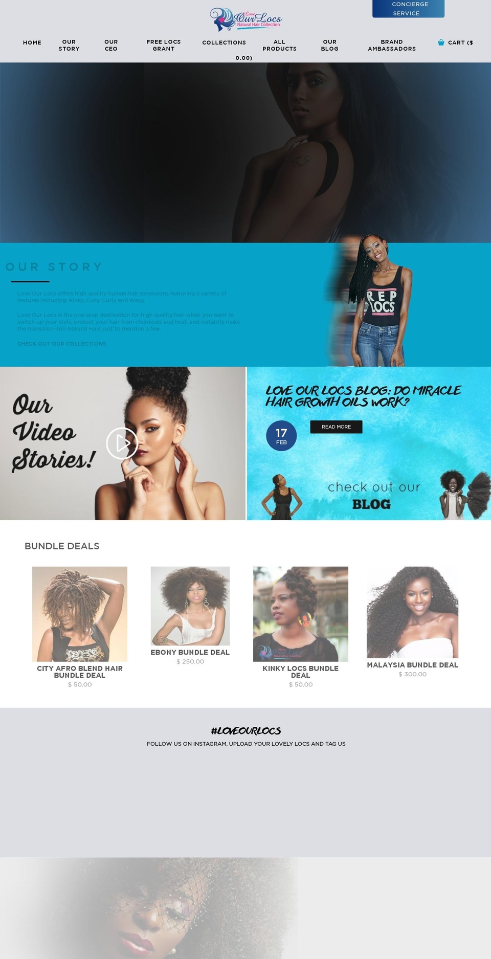 loveourlocs.com shopify website screenshot