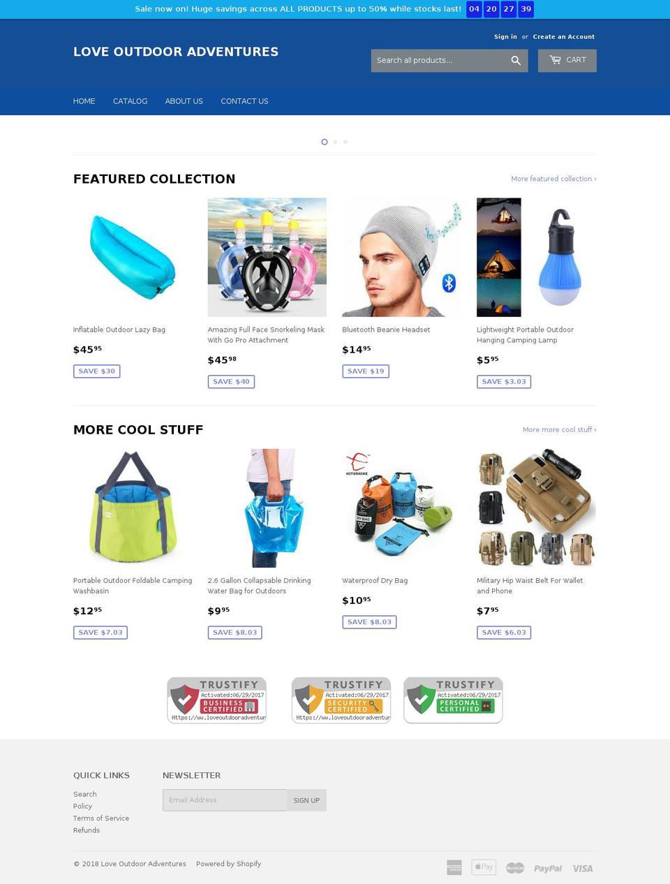 loveoutdooradventures.com — Shopify storefront screenshot