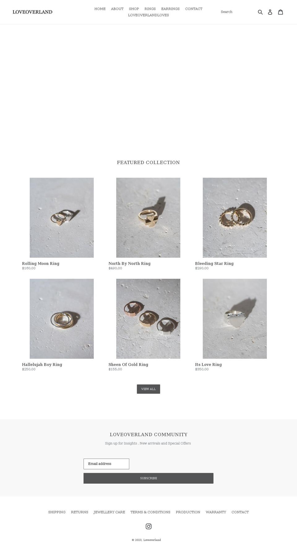 loveoverland.com shopify website screenshot