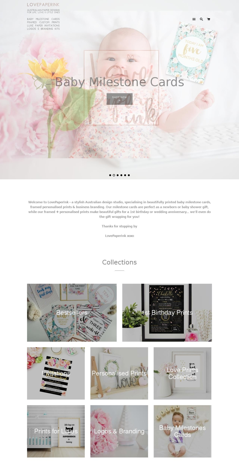lovepaperink.com shopify website screenshot