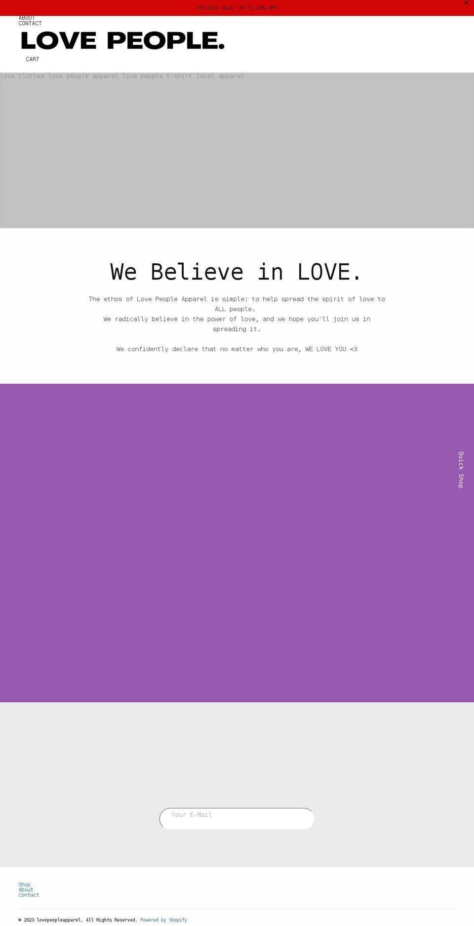 lovepeopleapparel.com shopify website screenshot