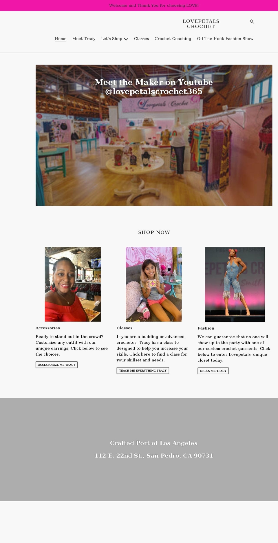 lovepetalscrochet.com shopify website screenshot