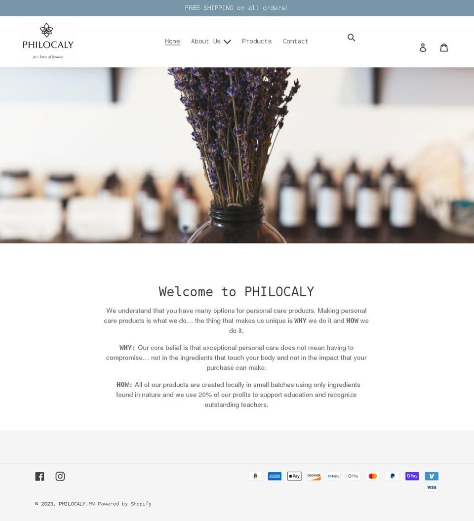 lovephilocaly.com shopify website screenshot