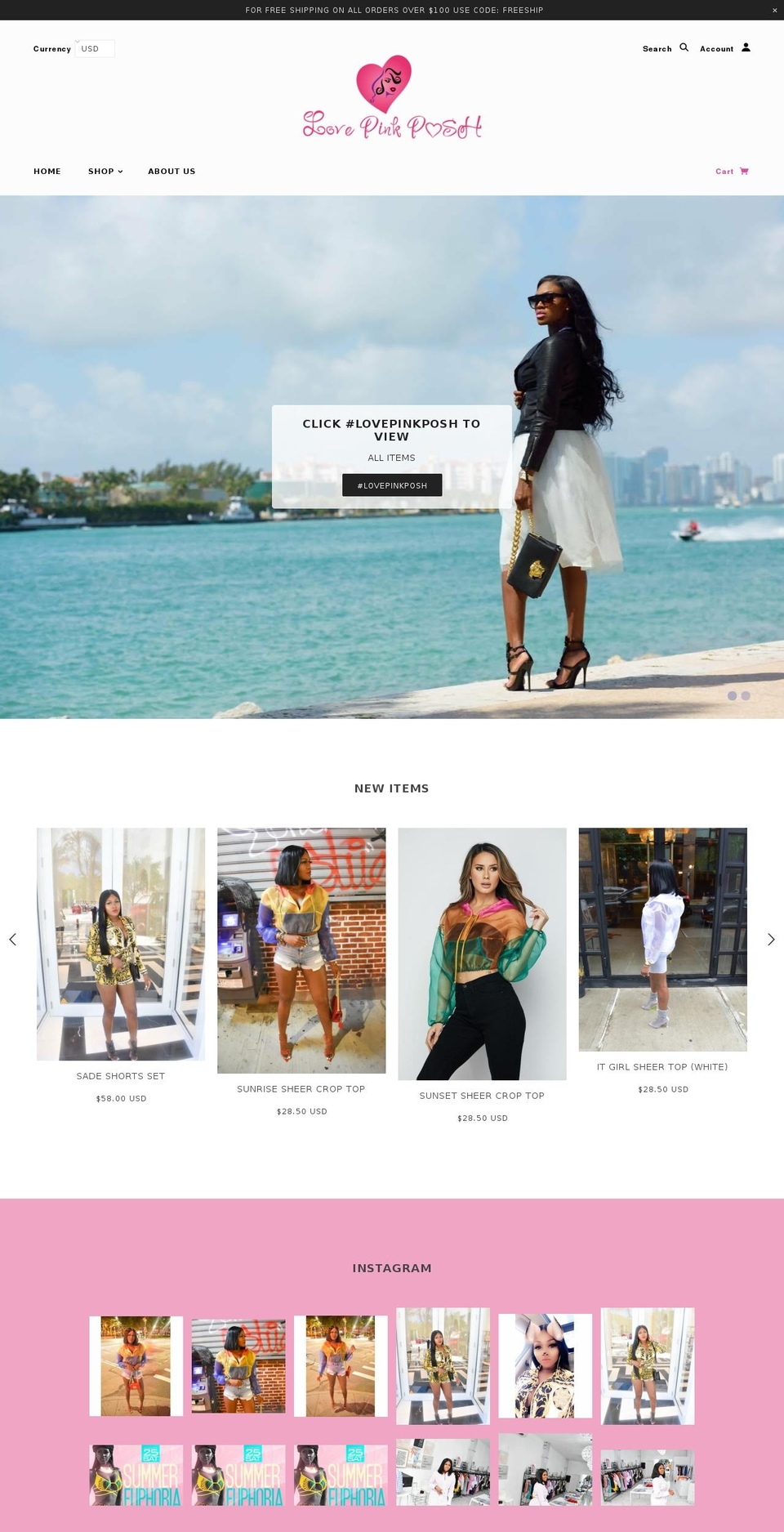 lovepinkposh.com shopify website screenshot