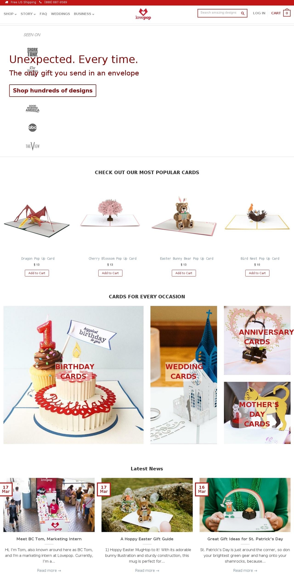 lovepopcards.com shopify website screenshot