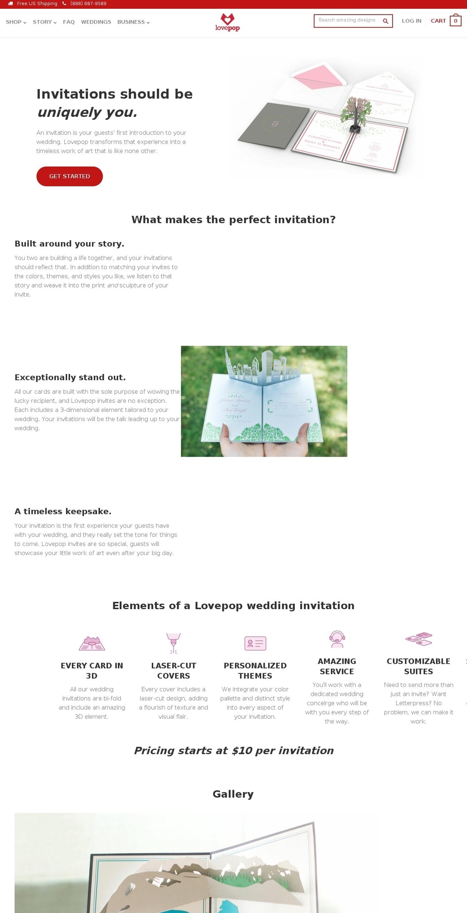 Lovepop Simplistic Shopify theme site example lovepopweddings.com