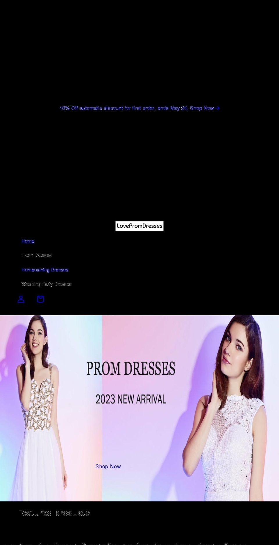 lovepromdresses.com shopify website screenshot