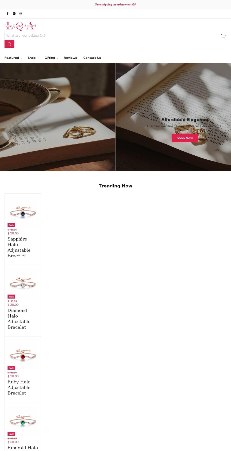 lovequotesapparel.co shopify website screenshot