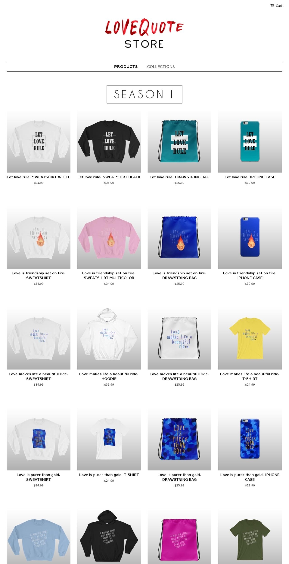 lovequotestore.com — Shopify storefront screenshot