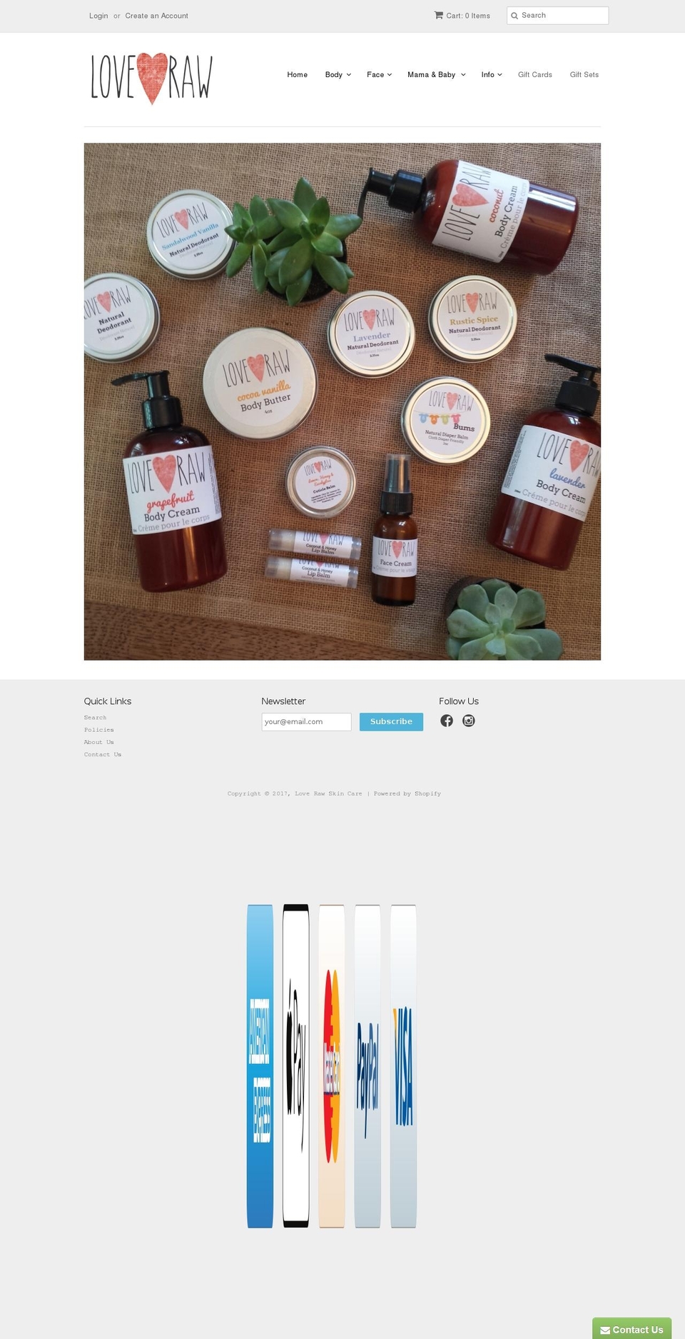 loverawskincare.com shopify website screenshot