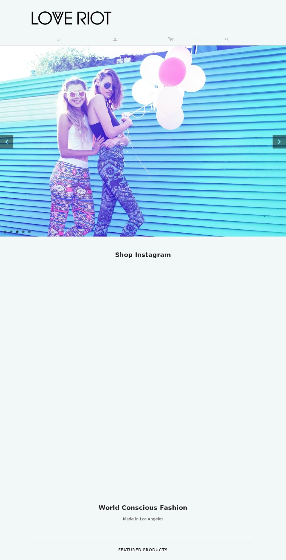 loveriot.com shopify website screenshot