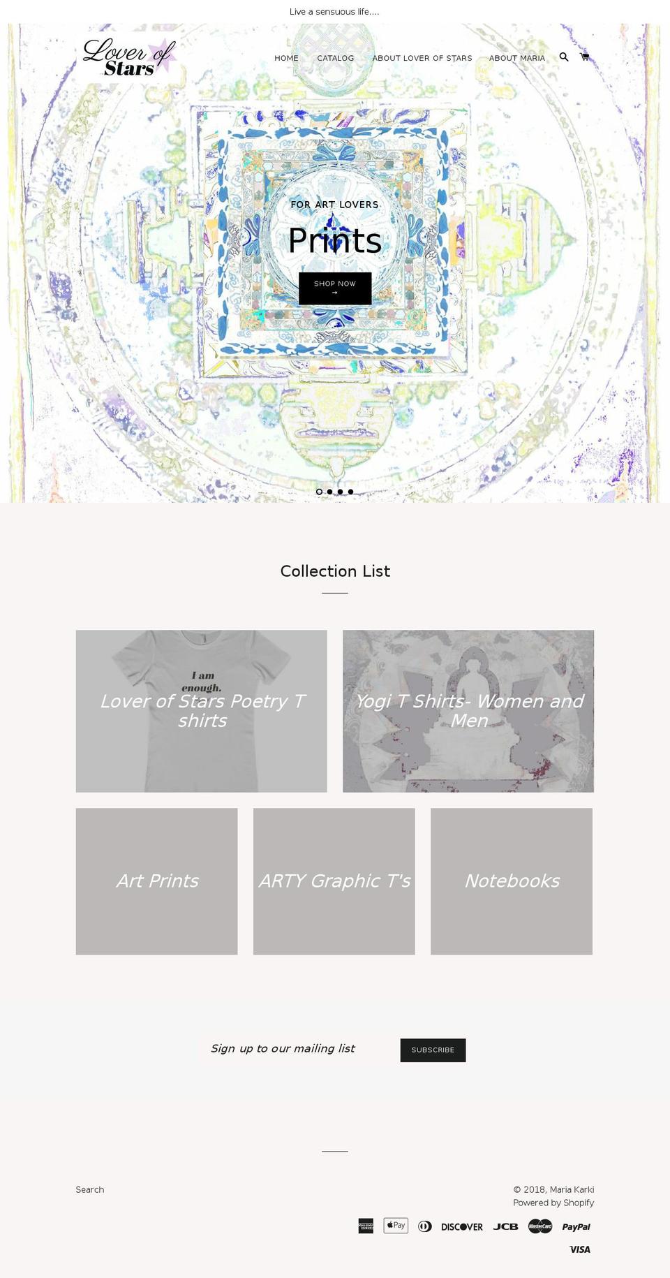loverofstars.com — Shopify storefront screenshot