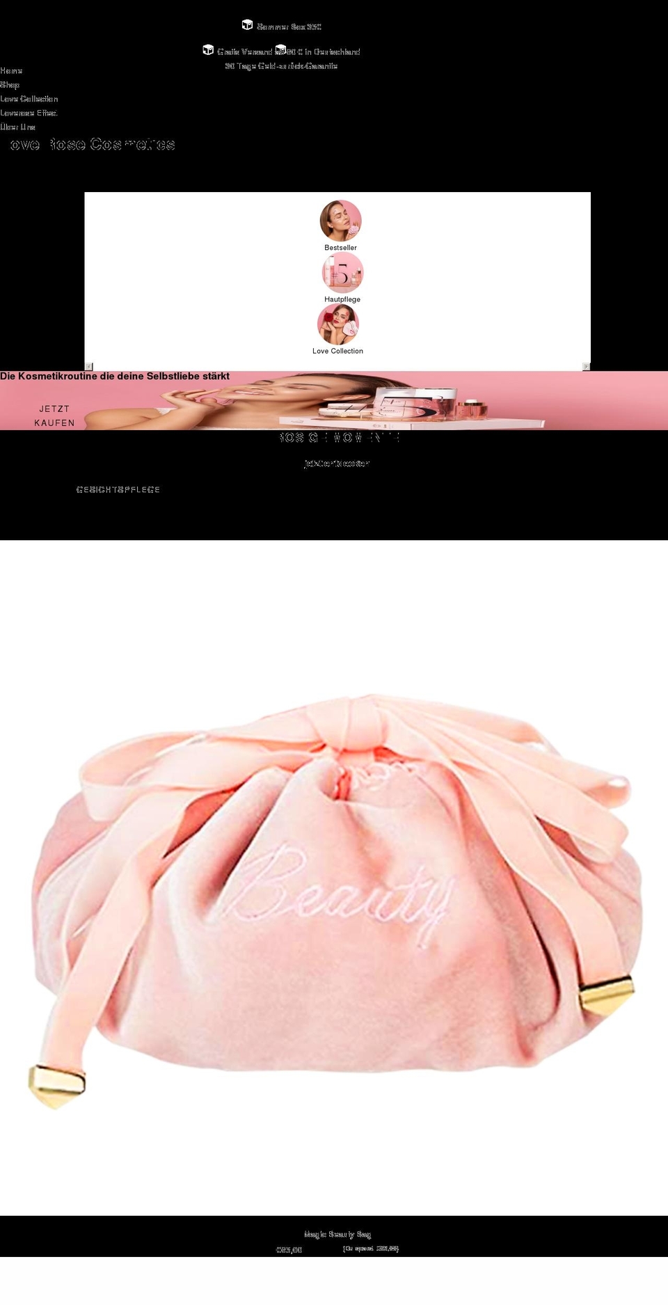 PsyCommerce Shopify theme site example loverosecosmetics.com