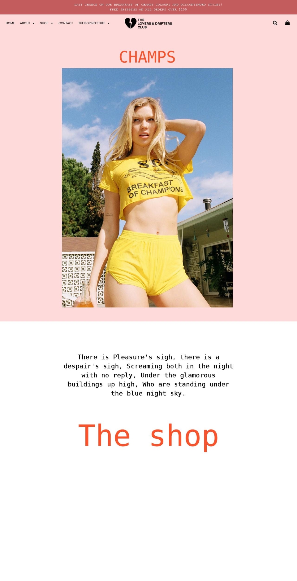 loversanddrifters.com.au shopify website screenshot