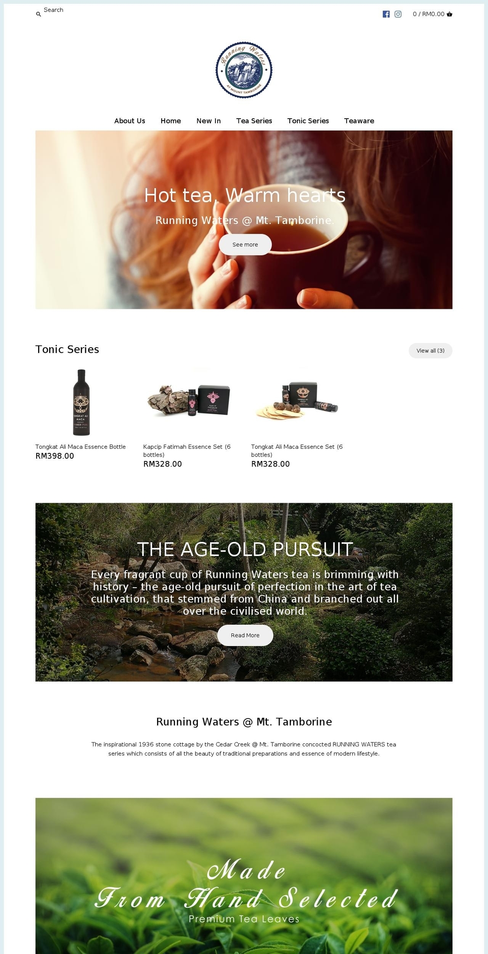 loverunningwaters.com — Shopify storefront screenshot