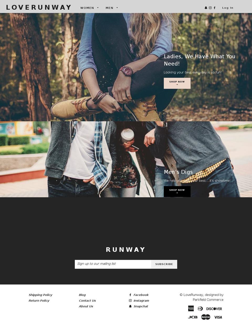 loverunway.com shopify website screenshot