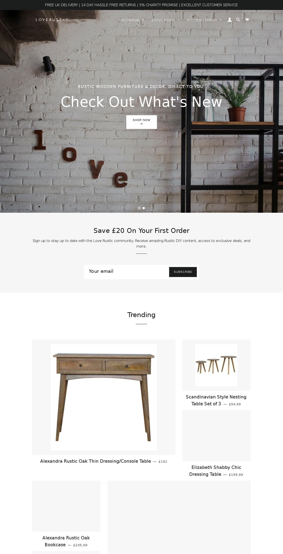 loverusticfurniture.com — Shopify storefront screenshot