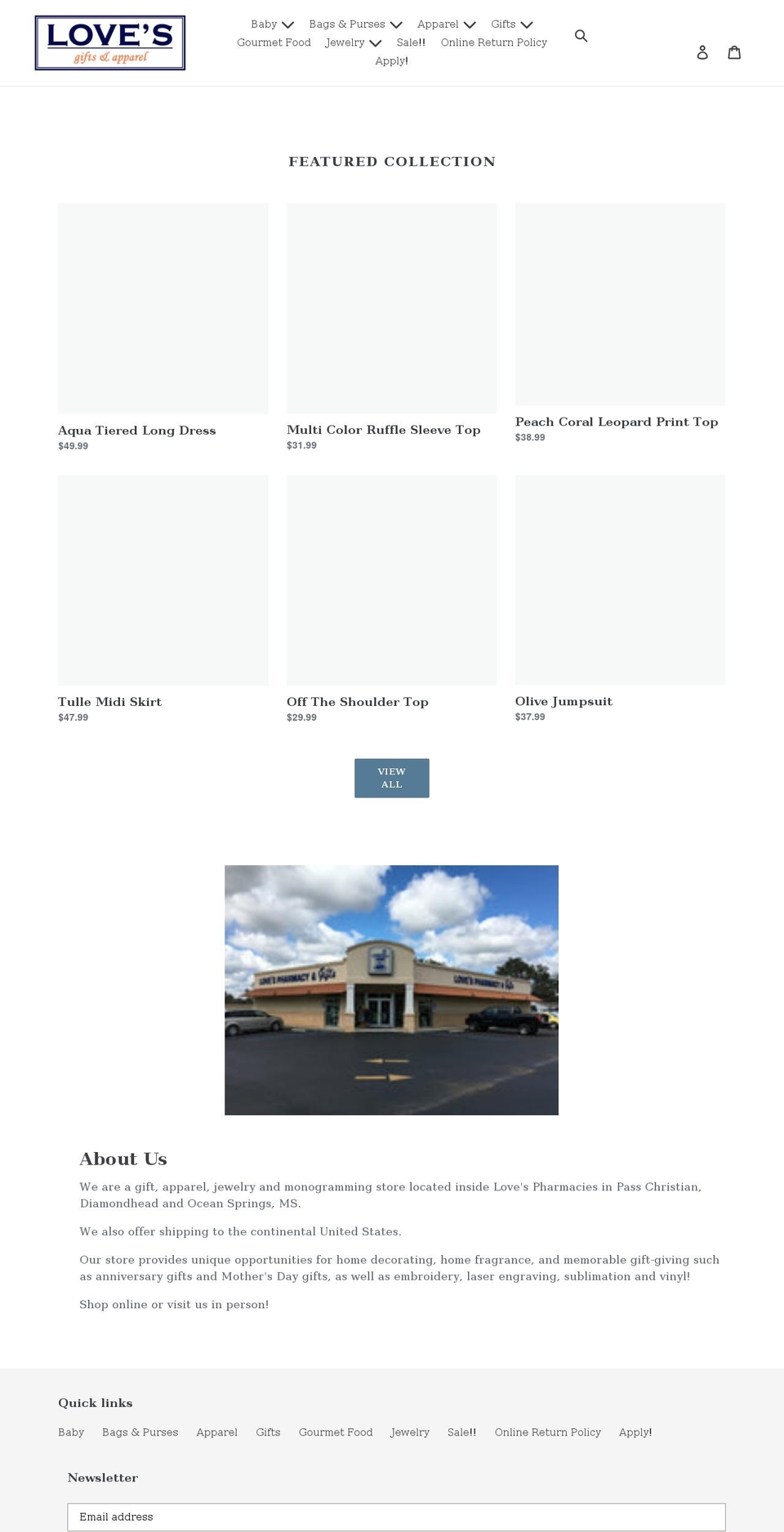 lovesgiftsandapparel.com shopify website screenshot