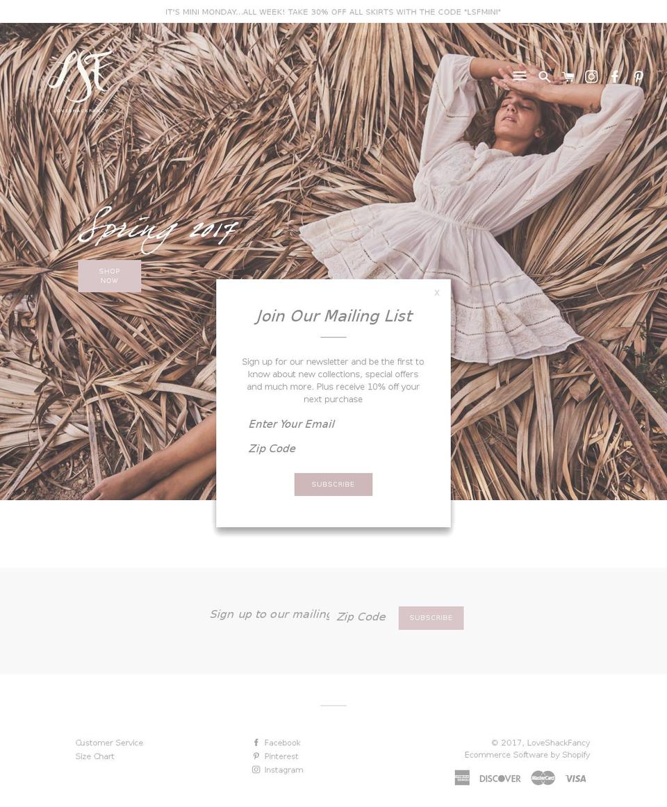 loveshackfancy.com shopify website screenshot