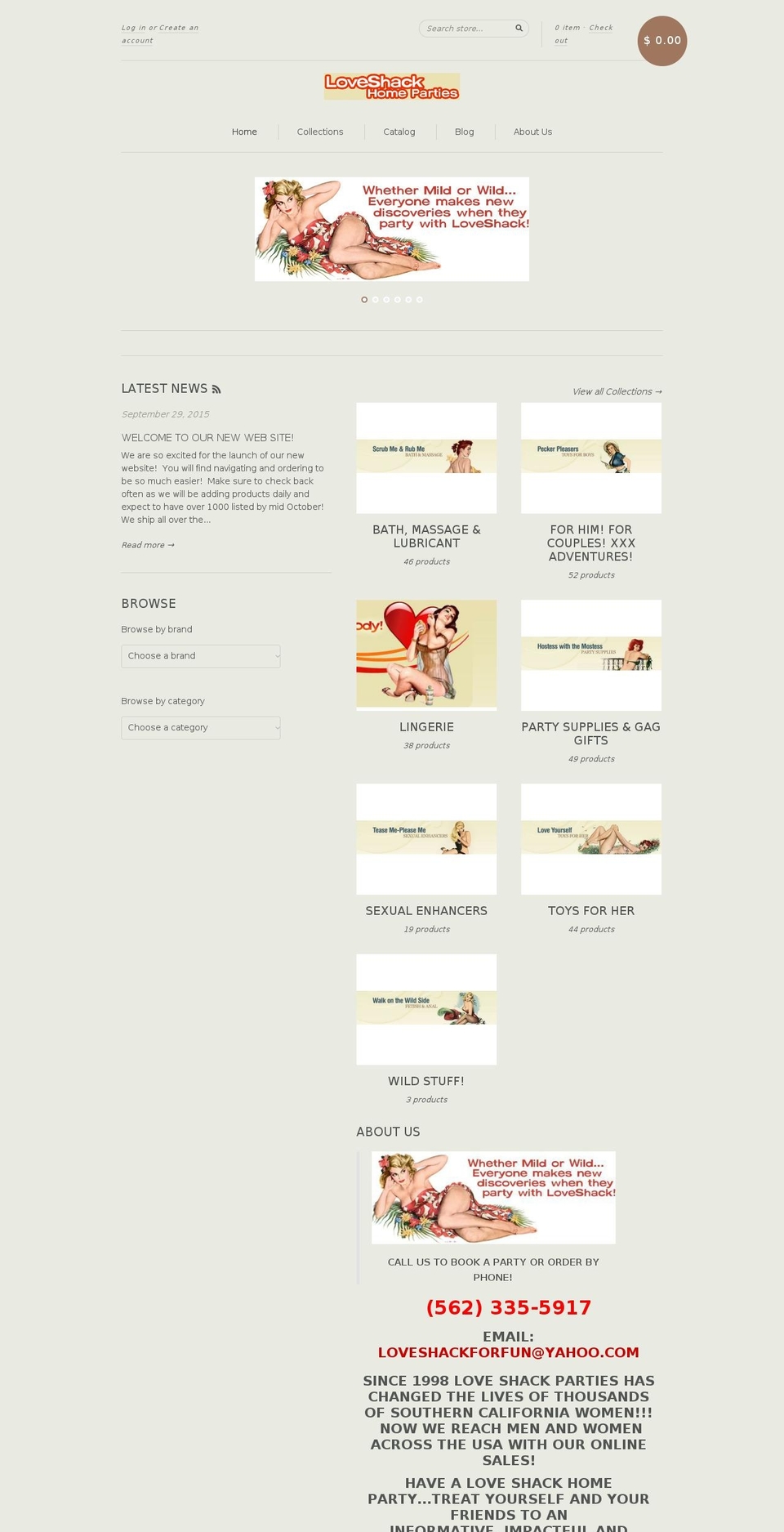 loveshackparties.com shopify website screenshot