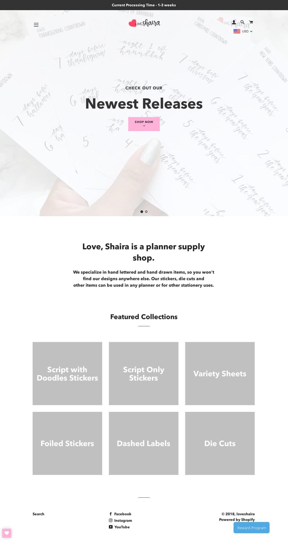 loveshaira.com — Shopify storefront screenshot