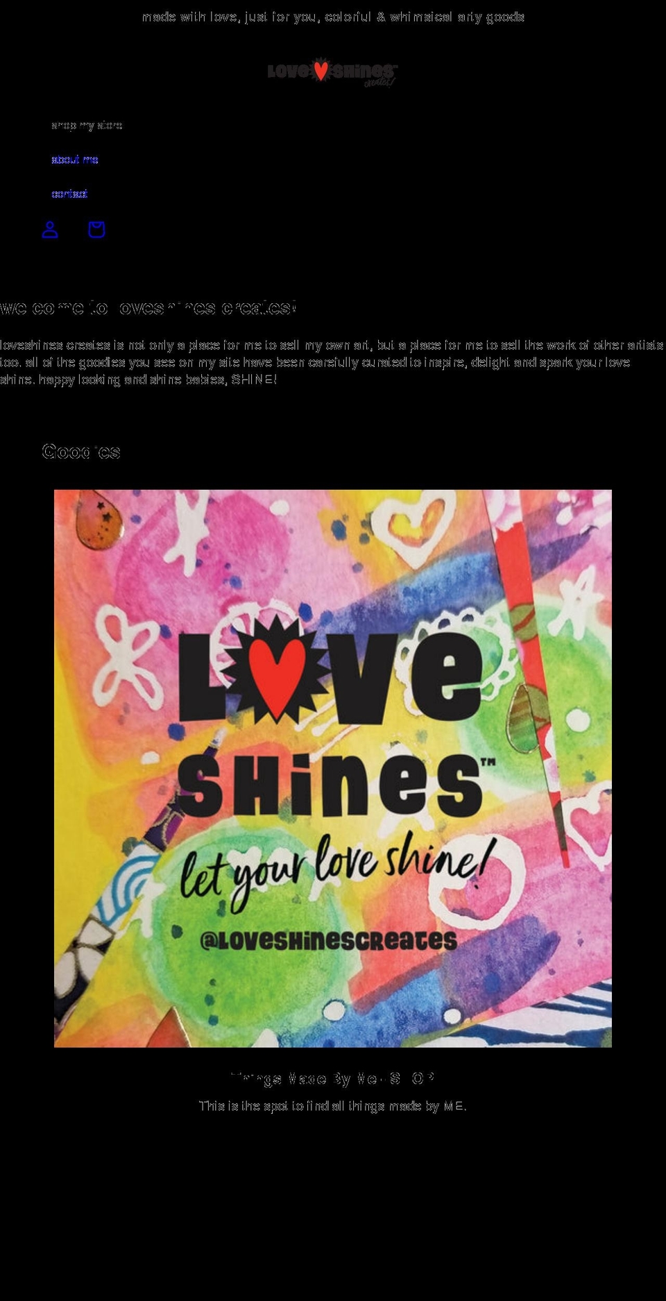 loveshinescreates.com shopify website screenshot