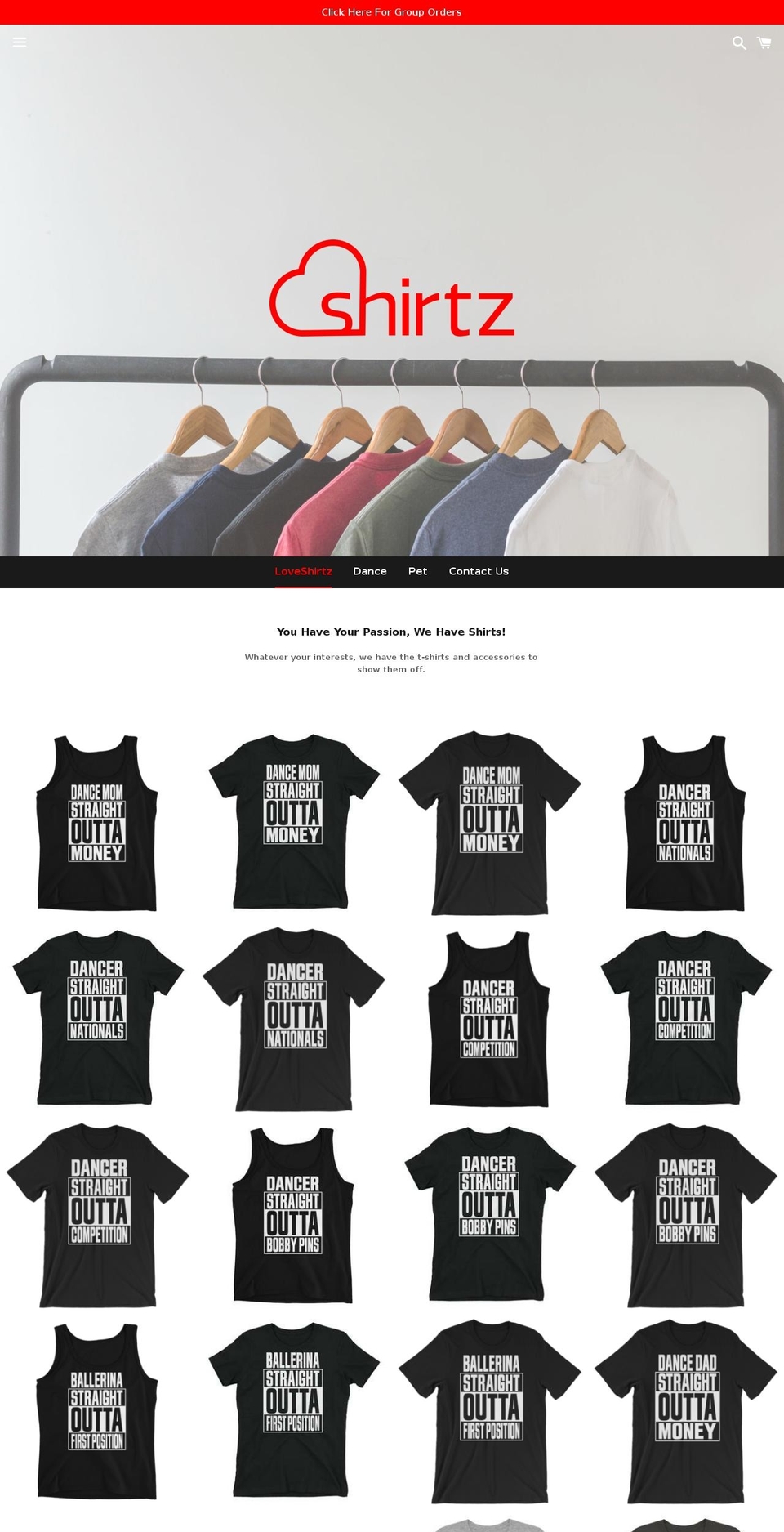 loveshirtz.com — Shopify storefront screenshot