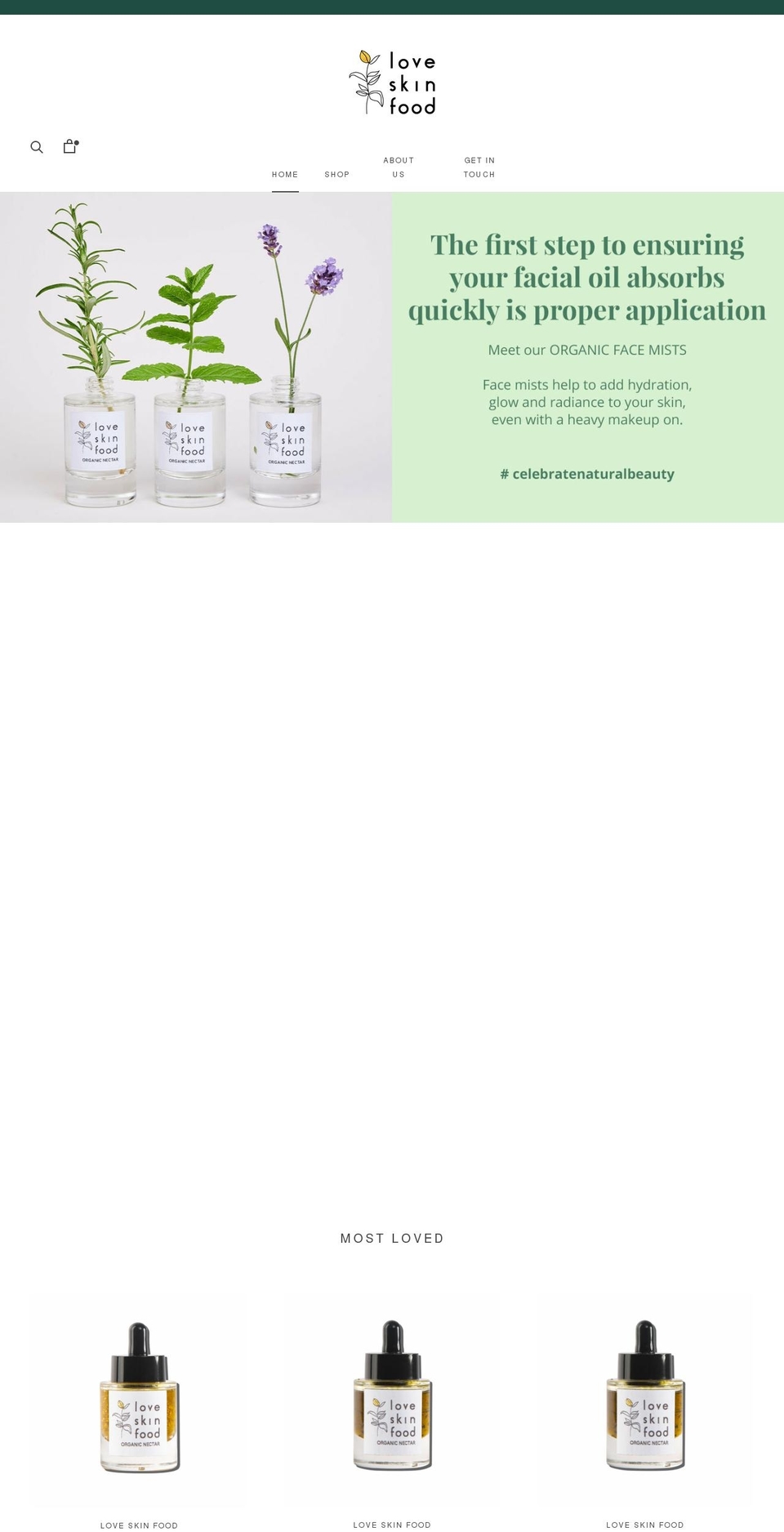 loveskinfoodlondon.com shopify website screenshot