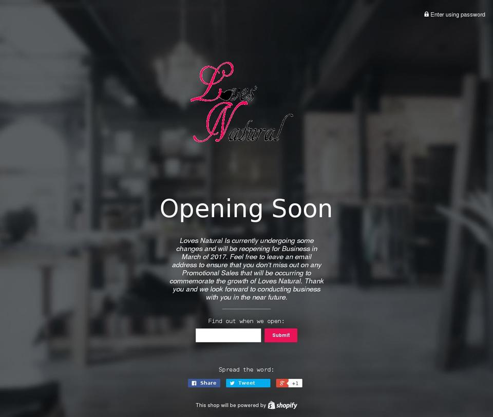 lovesnaturallife.com shopify website screenshot