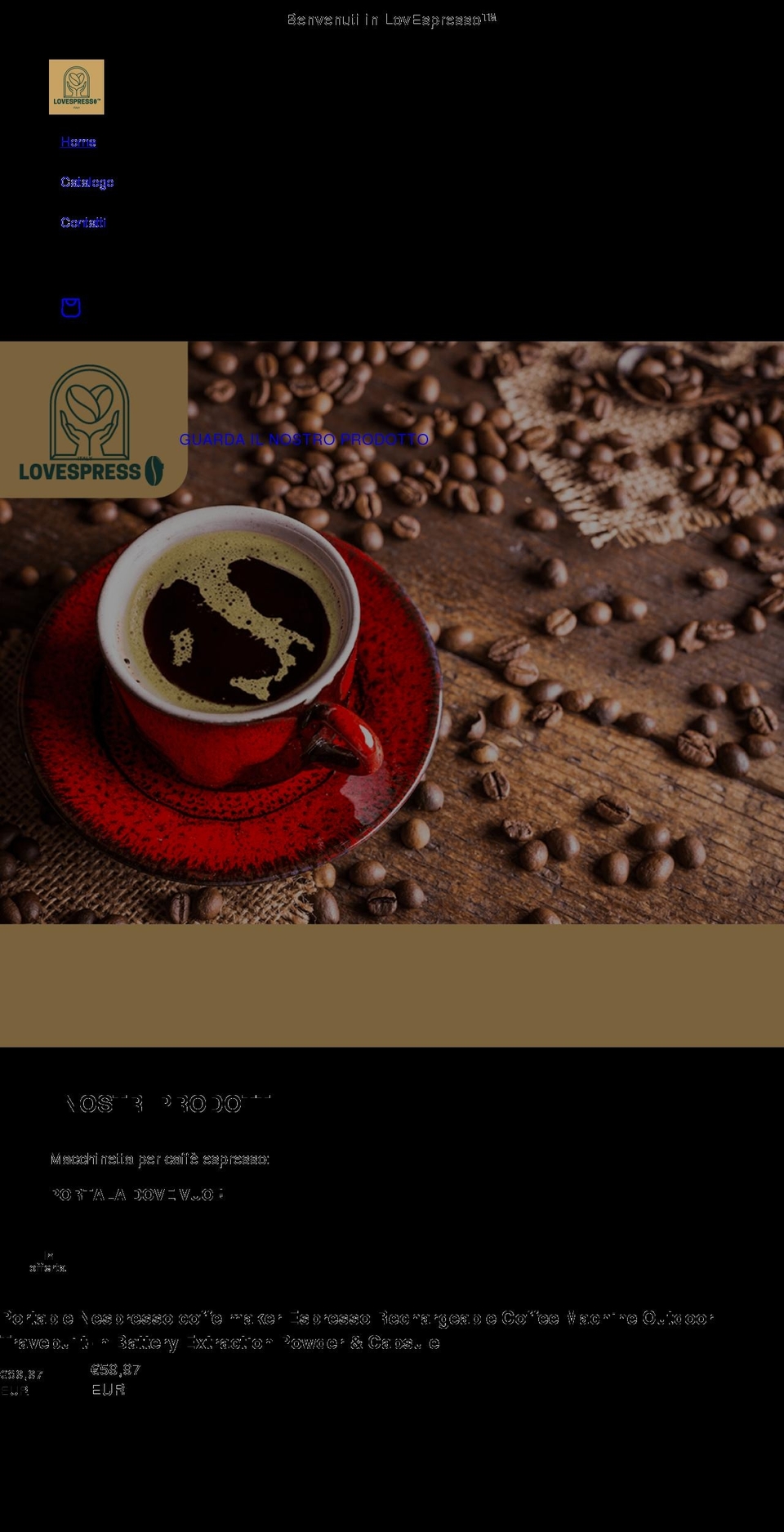 lovespresso.it shopify website screenshot