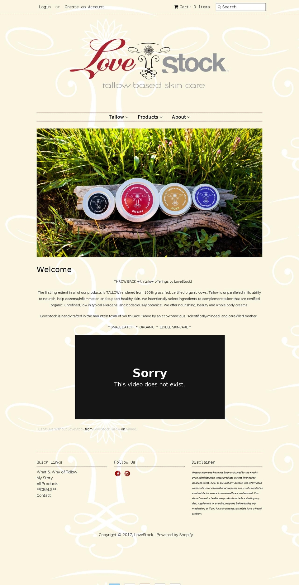 lovestocktallow.com shopify website screenshot