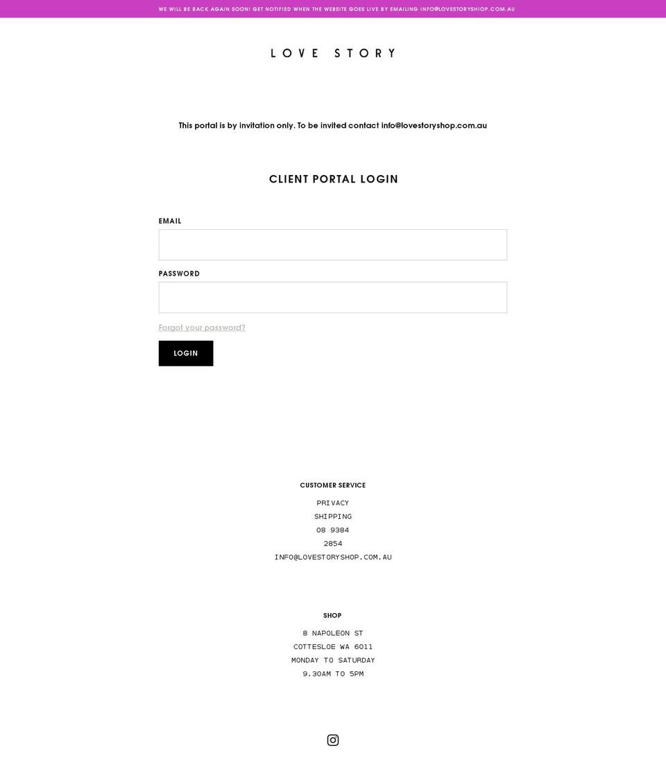 lovestoryshop.com.au shopify website screenshot