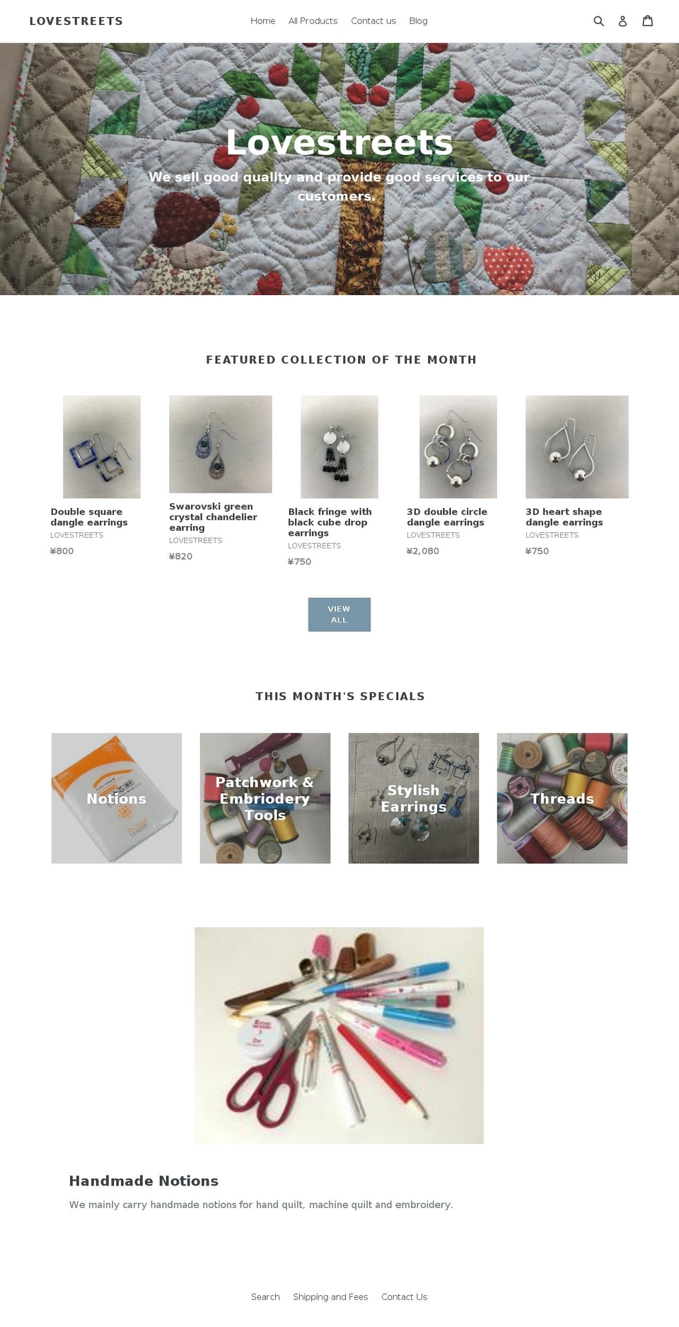 lovestreets.com — Shopify storefront screenshot