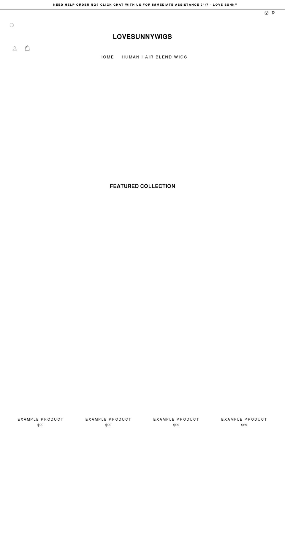 lovesunnywigs.com — Shopify storefront screenshot