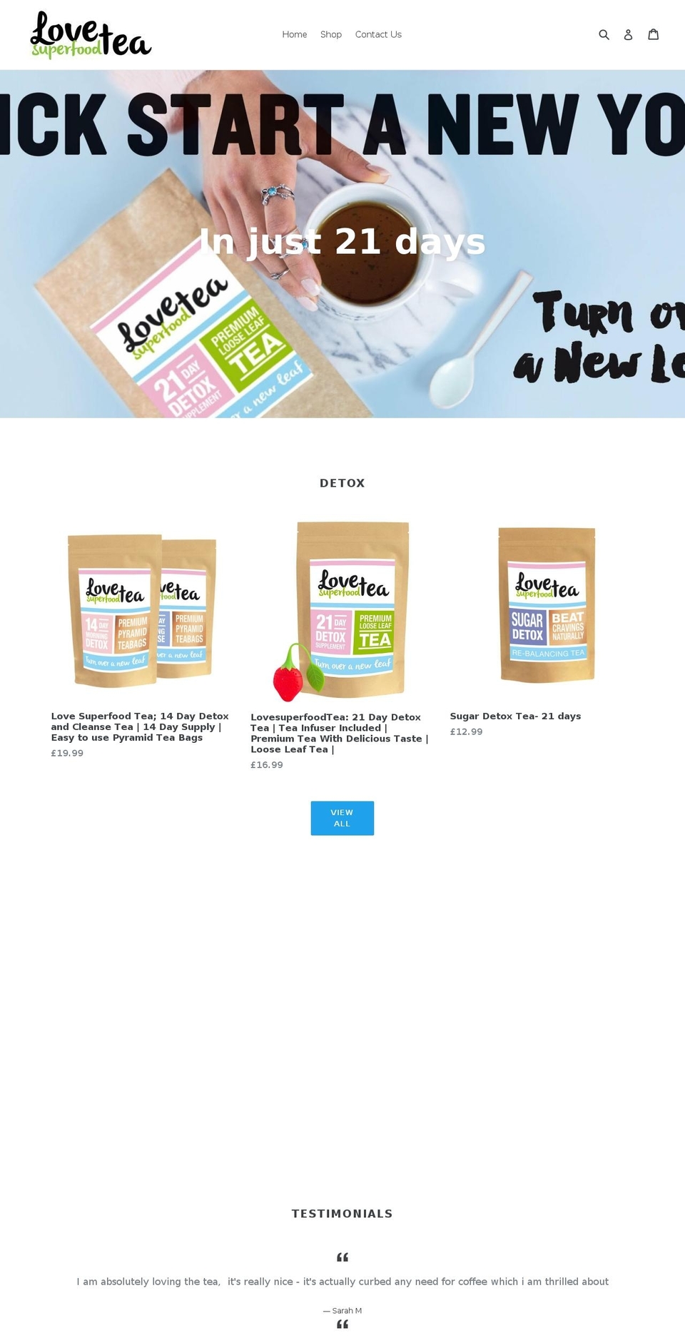 lovesuperfoodtea.com shopify website screenshot