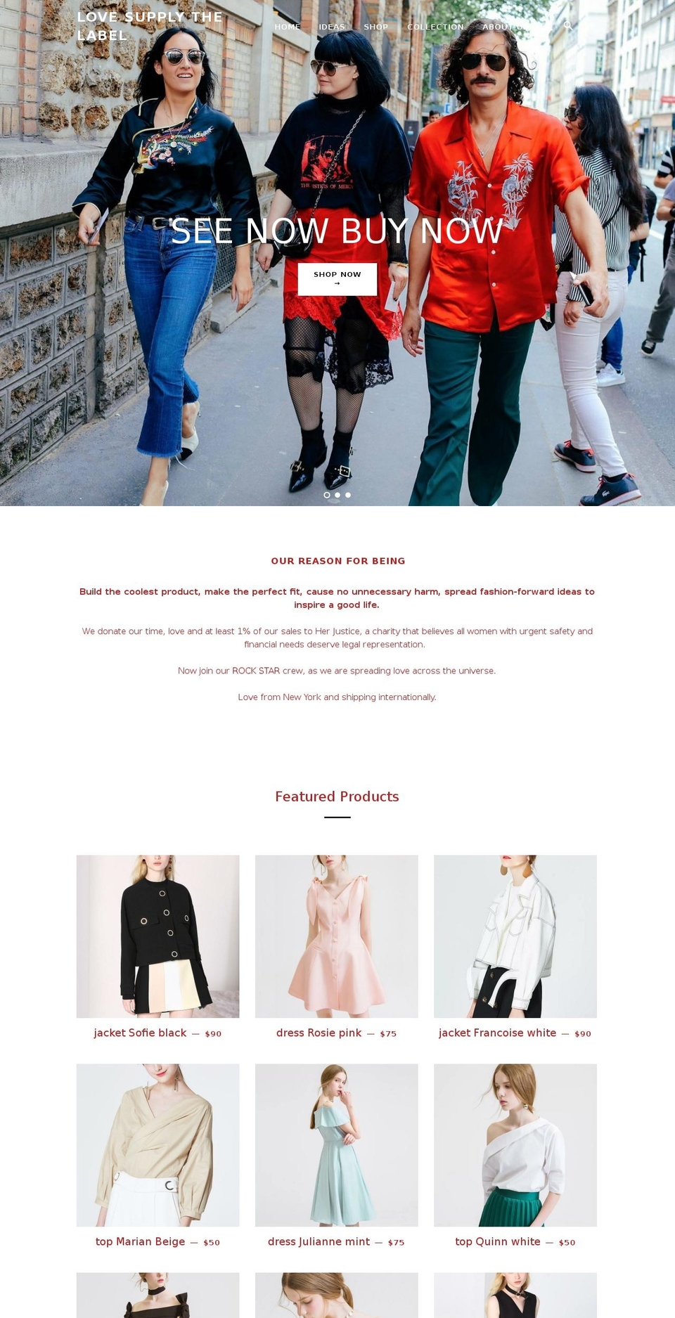 lovesupplythelabel.com shopify website screenshot