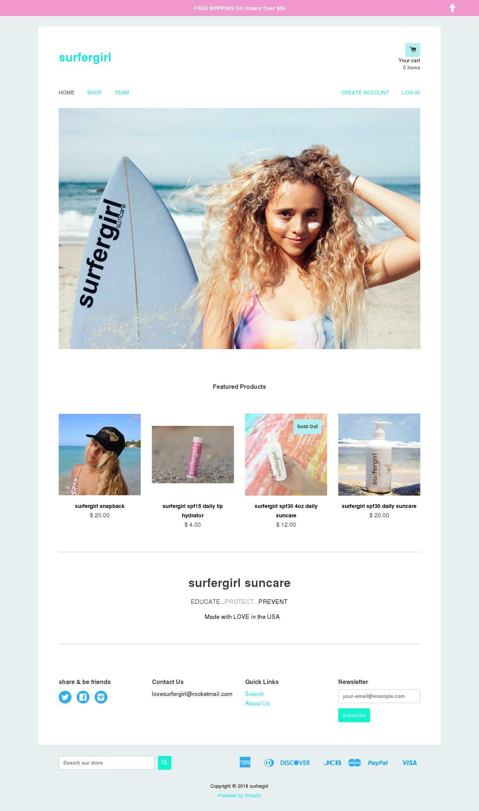 lovesurfergirl.com — Shopify storefront screenshot