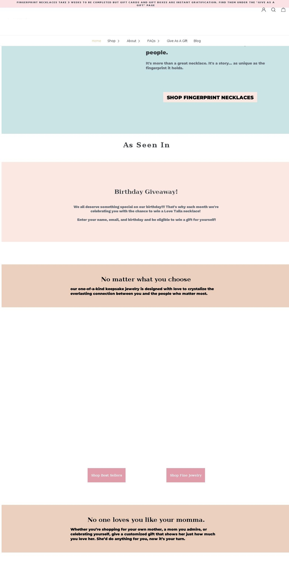 lovetalla.com shopify website screenshot