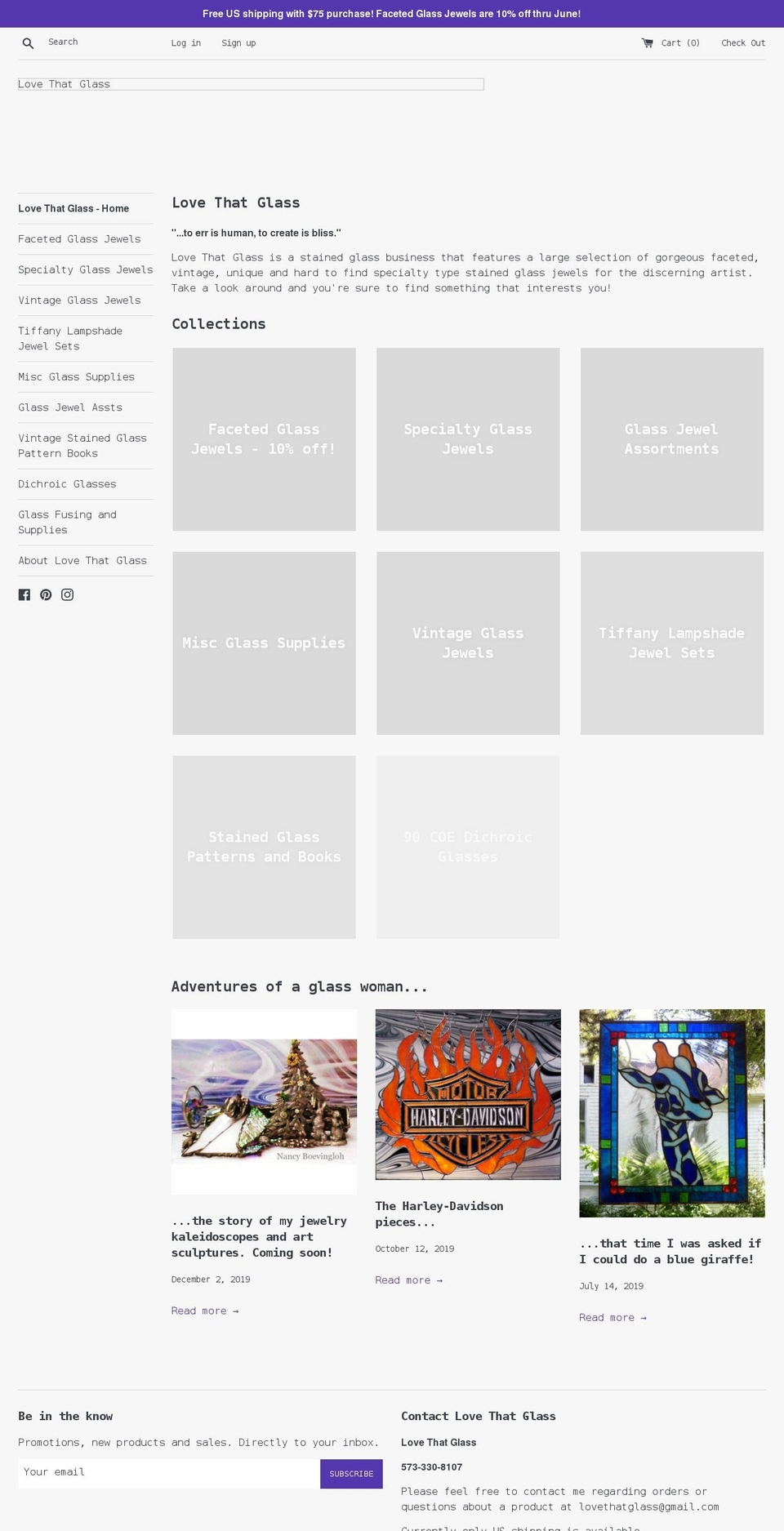 lovethatglass.com shopify website screenshot