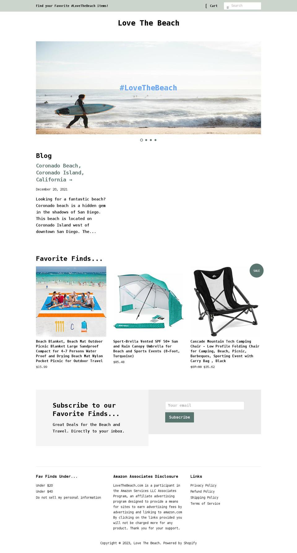 lovethebeach.com shopify website screenshot