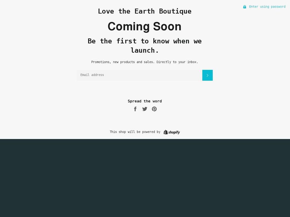 lovetheearthboutique.com shopify website screenshot